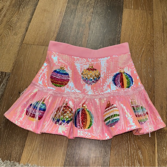 Queen of Sparkles Medium Pink Colorful Christmas Holiday Ornament Fringe Skirt - Picture 1 of 6